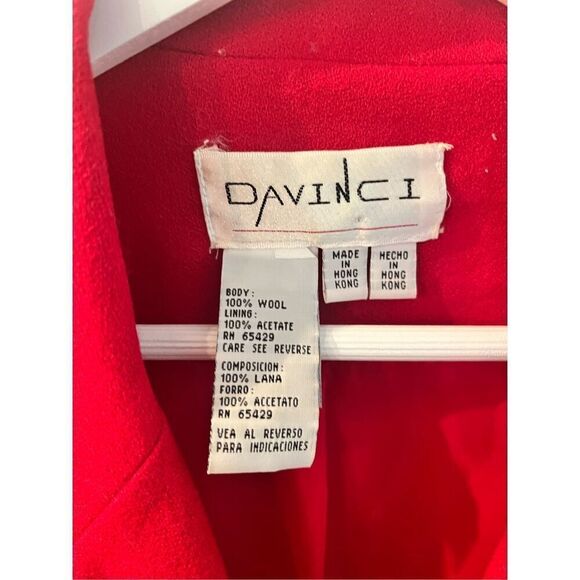 Vintage DaVinci Red Wool Clock Watch Embroidered Jacket Blazer sz L (flaw) - Picture 4 of 10